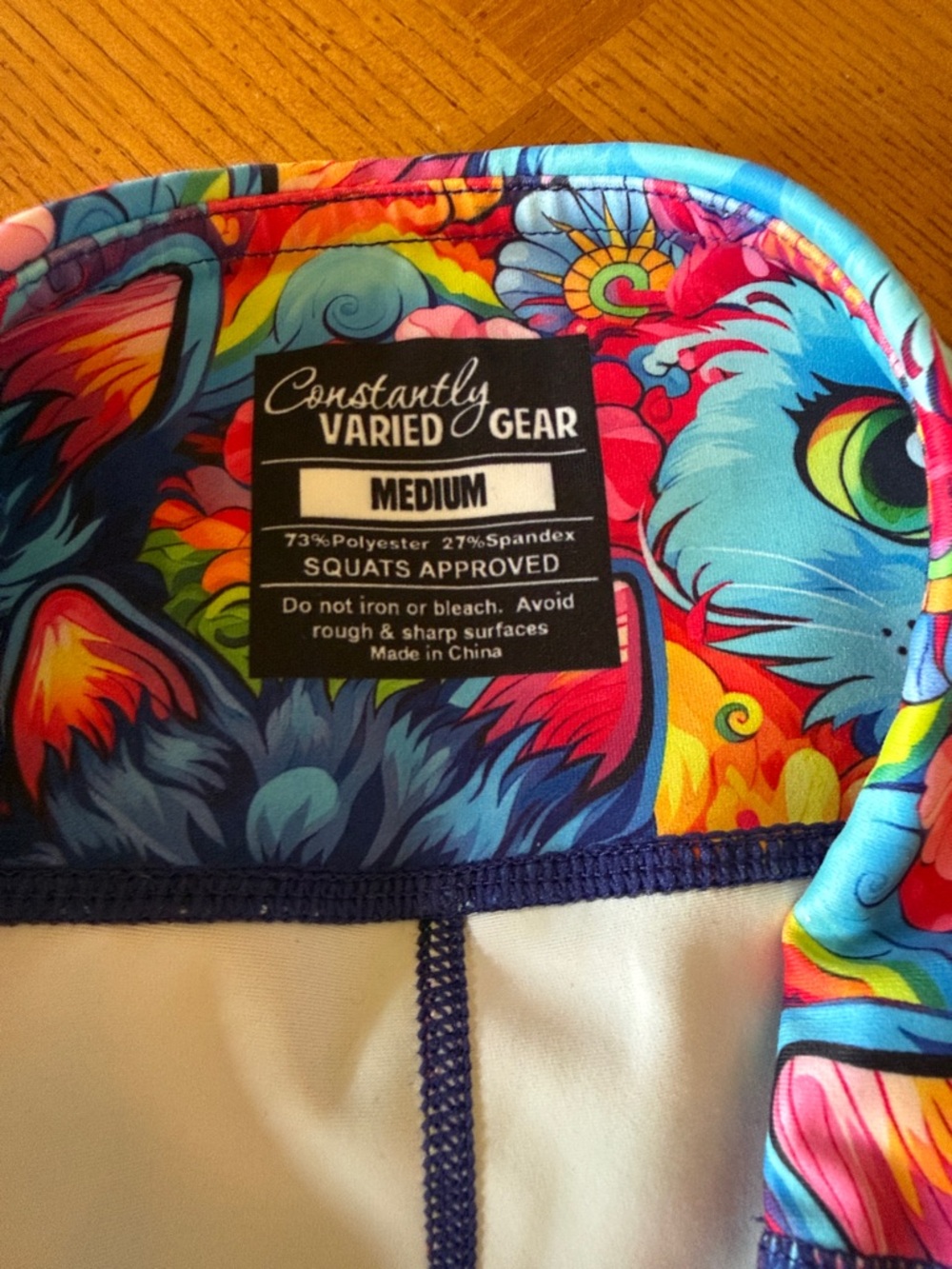 Constantly Varied Gear Women’s Multicolor Blue Cat Print Leggings - Picture 2 of 3